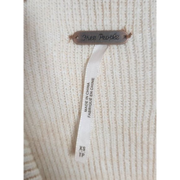 Free People Women's Sz. XS Peplum Polo Crochet Sleeveless Sweater - Picture 2 of 9